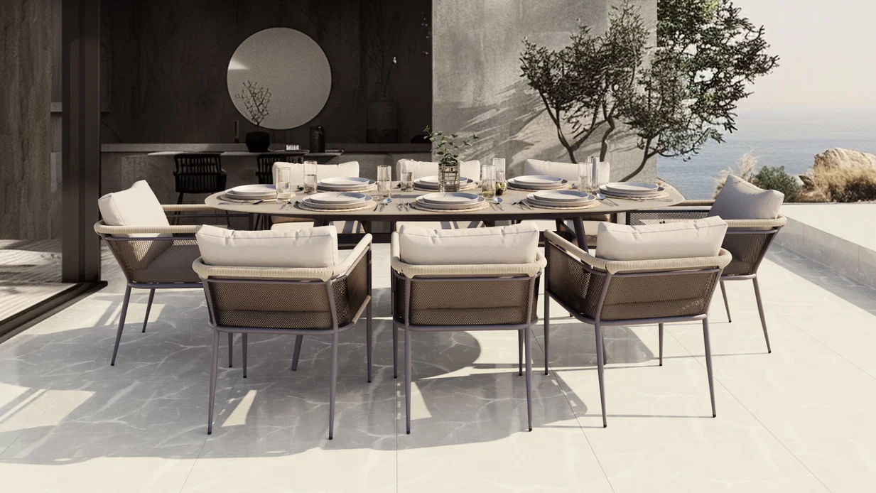 Set da pranzo moderno per giardino e terrazza